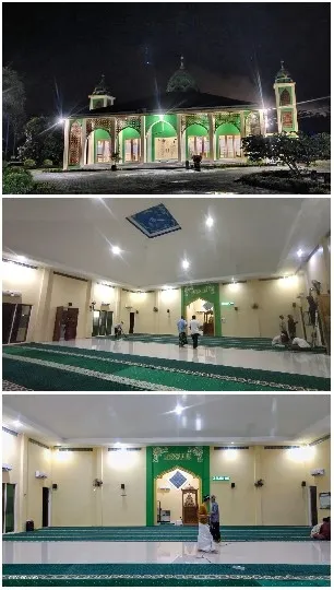 Mosque Exterior and Interior at Night