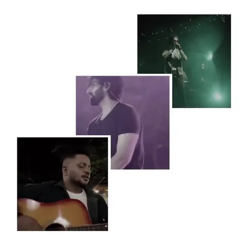 Person Singing on Stage and Guitarist