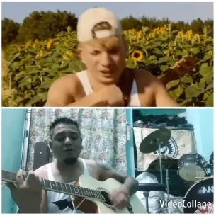 Guitar Playing in Sunflower Field