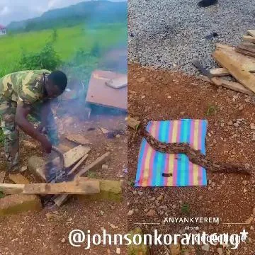 Cooking Outdoors Near Colorful Mat