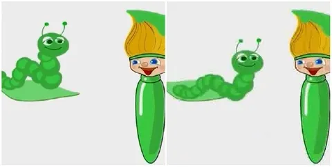 Cartoon Caterpillar and Paintbrush Character