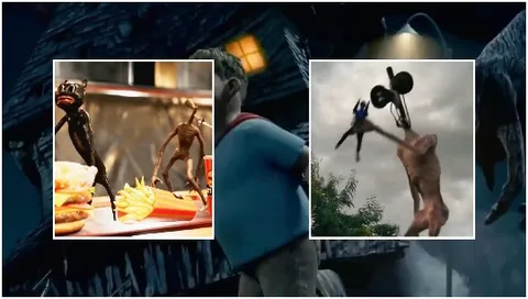 Cartoon Creatures and Fast Food Scene