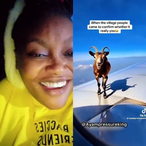 Smiling in Yellow Hoodie with Goat
