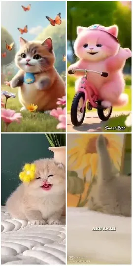 Cute Cats in Four Sections