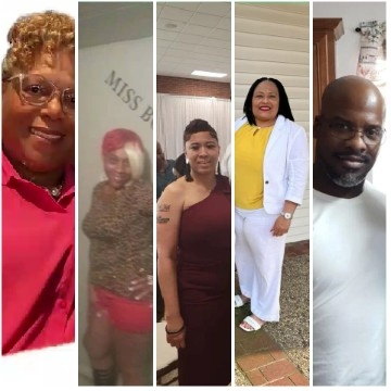 Five People Posing Indoors