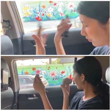 Person in Car Engaged with Smartphone