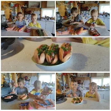 Kids Preparing Hot Dogs Together