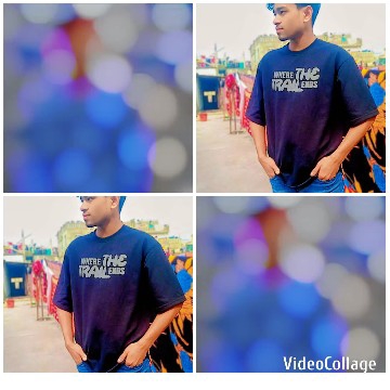 Young Man Outdoors with Blurred Lights