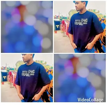 Young Man Outdoors with Blurred Lights