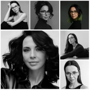 Six Portraits of a Woman with Glasses
