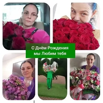 Person with Bouquets of Flowers