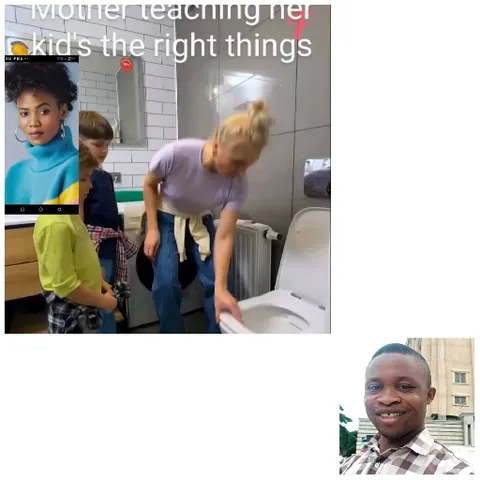 Mother Teaching Kids in Bathroom
