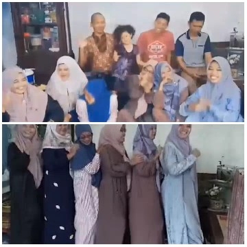 Two Groups Posing for Photo Indoors