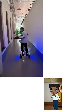 Hoverboard Ride in Modern Hallway