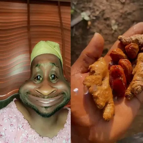 Cartoonish Face And Turmeric Roots