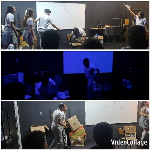 Stage Performance with Cardboard Boxes
