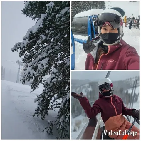 Snowy Landscape and Ski Selfies