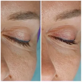 Close-Up of Eye with Makeup Comparison
