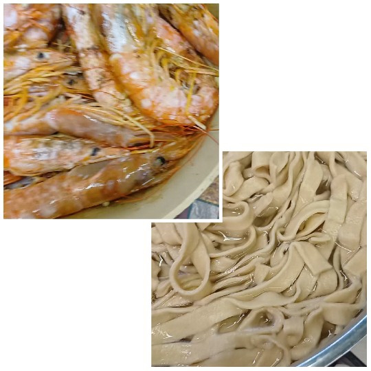 Preparing Prawns and Pasta