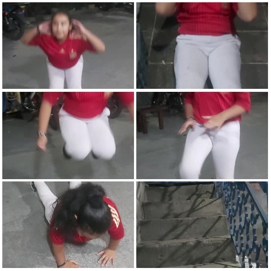 Dynamic Movements in Red Outfit