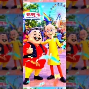 Joyful Characters at Amusement Park
