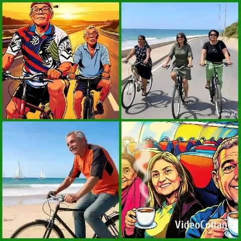 Men and Women Biking Outdoors