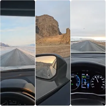 Roads and Reflections in Snowy Landscape