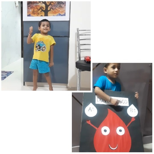 Child Smiling and Donating Blood