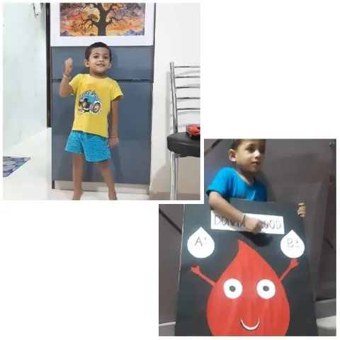 Child Smiling and Donating Blood