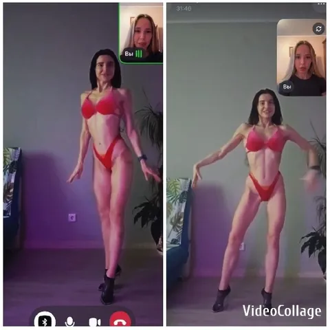 Women in Red Bikinis on Video Call