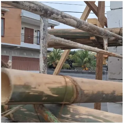 Construction Site with Bamboo Scaffolding
