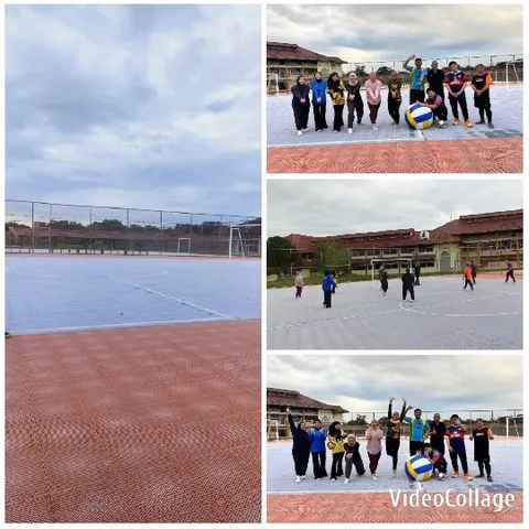 Sports Field with Volleyball Players