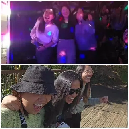 Friends Posing at Party and Outdoors