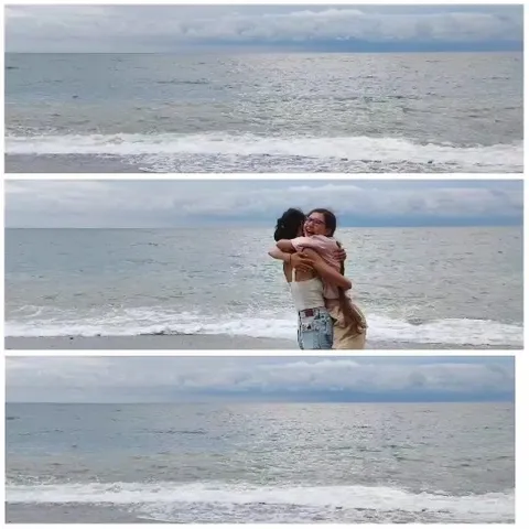 Joyful Embrace by the Seaside