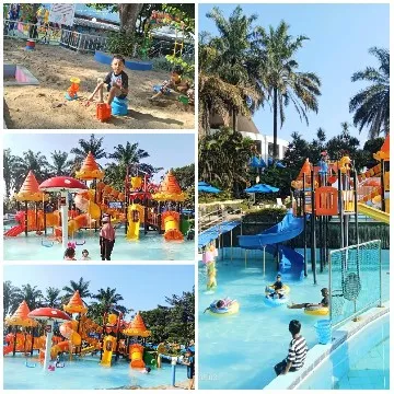 Vibrant Water Park with Children