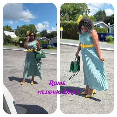 Woman in Teal Dress Outdoors