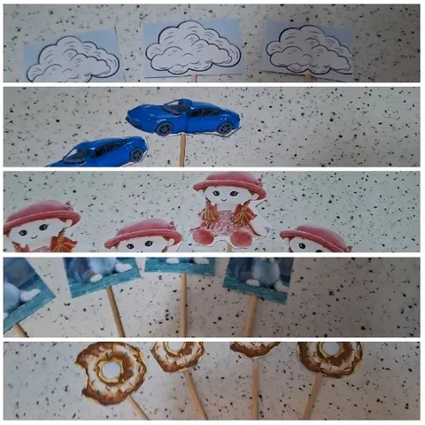 Paper Cutouts on Speckled Surface