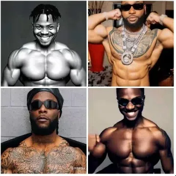 Muscular Men Posing with Tattoos