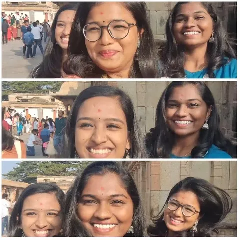 Smiling Women at Historical Site