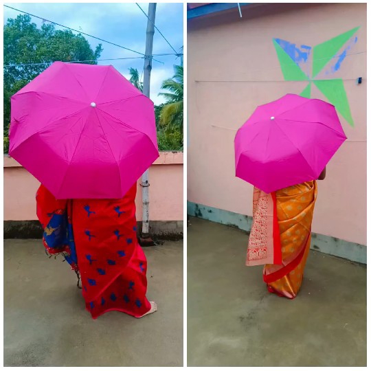 Two Individuals with Pink Umbrellas