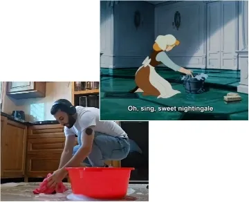 Man Cleaning Kitchen Floor
