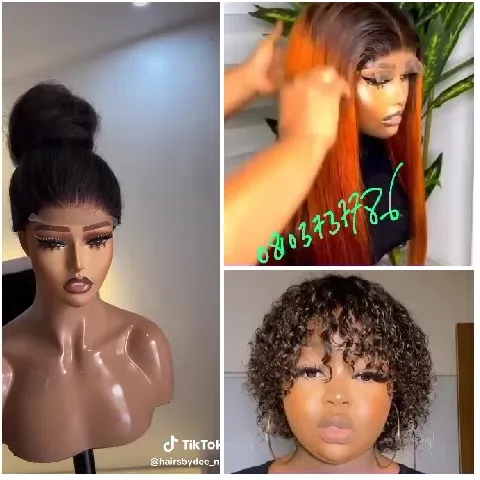 Wigs Displayed on Mannequin and Person
