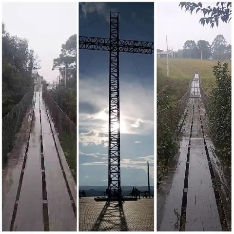 Suspension Bridge and Metal Cross