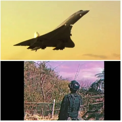 Concorde Jet Flying at Sunset