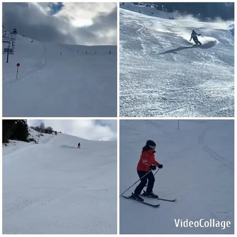 Skiers on Snowy Slopes