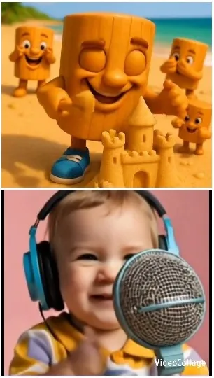 Wooden Characters and Smiling Baby