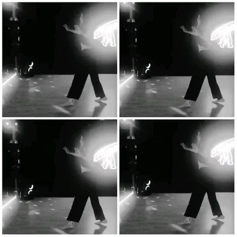 Dancer on Stage with Bear Outline