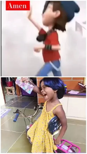 Animated Character and Joyful Child