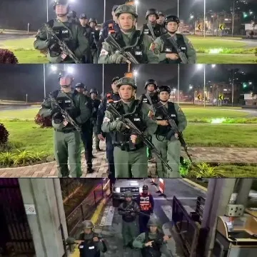 Uniformed Personnel in Park at Night