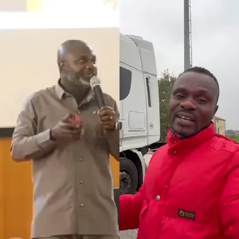 Presentation and Man by White Truck